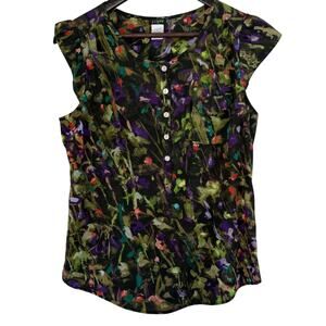J. Crew Floral Cap Sleeve Blouse S